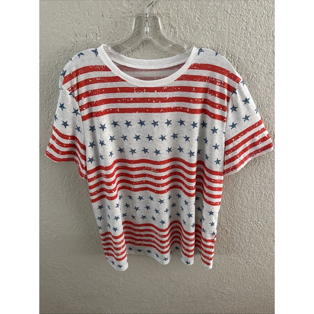 4th of July T- Shirt Plus Size 2XL Gray Blue Red American Patriotic - Picture 3 of 9